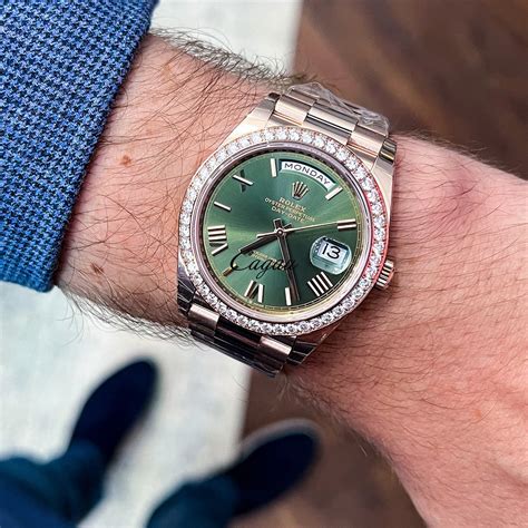 presidential rolex green dial|rolex olive green day date.